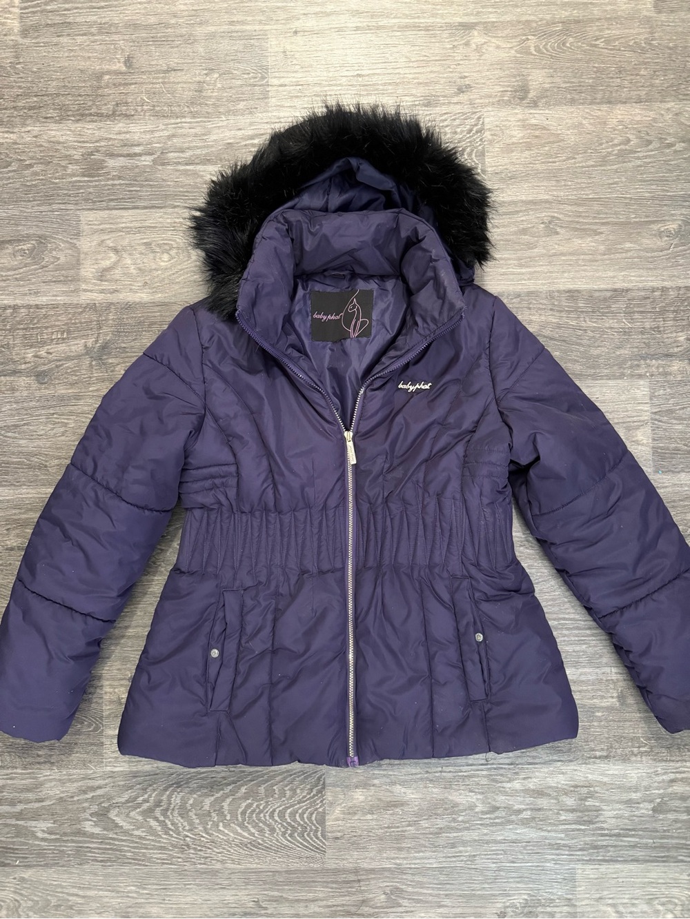 Y2K Baby Phat Puffer Jacket with Faux Fur Hood